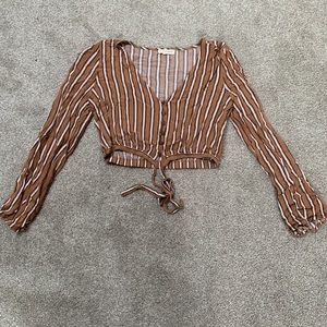 Forever 21 striped cropped dress shirt w tie